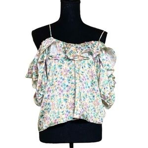 NWT Zara Floral Print Cold-Shoulder Blouse